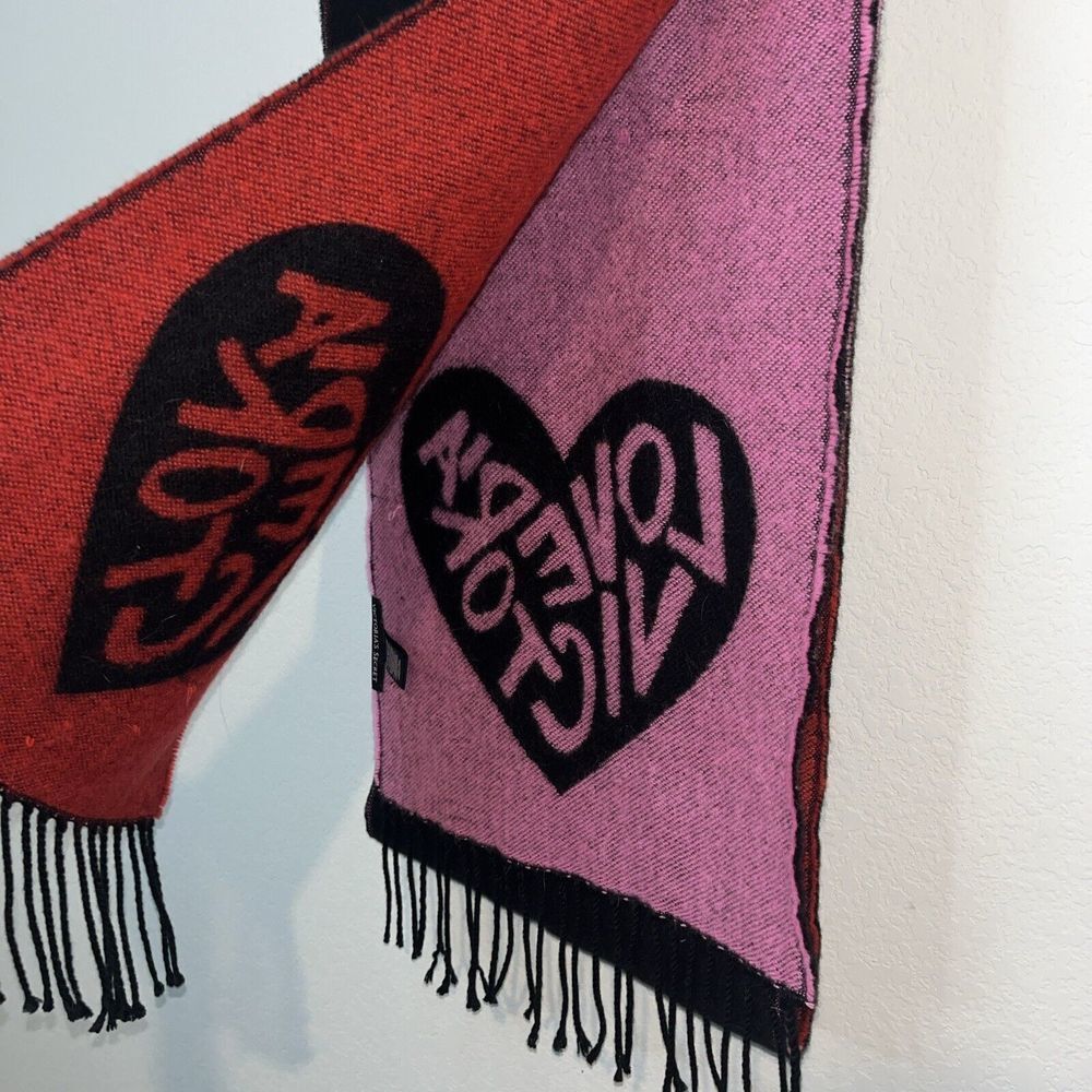 Victoria Secret VS Red Pink Black Love Shawl Scarf  80”x12” Valentines Day